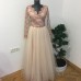 Rochie nude rose cu maneca lunga